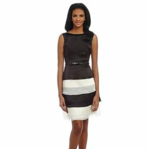 NWT WOMEN Sara Emanuel  Tiered Colorblock  dress - Picture 1 of 7